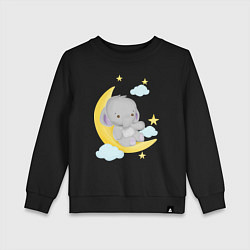 Детский свитшот Милый слонёнок сидит на месяце среди звёзд