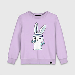 Детский свитшот Прикольный зайчишка пауэрлифтер