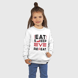 Свитшот хлопковый детский Надпись: eat sleep EVE repeat, цвет: белый — фото 2