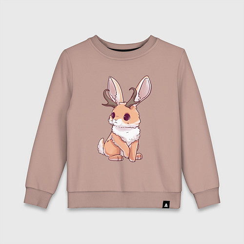 Детский свитшот Кролик с рожками - кролик олень / Пыльно-розовый – фото 1