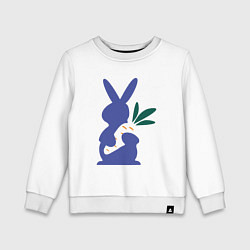 Свитшот хлопковый детский Синий кролик, цвет: белый