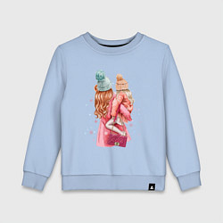 Свитшот хлопковый детский Мама с дочкой, цвет: мягкое небо