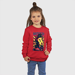 Свитшот хлопковый детский Девушка с чёлкой поп арт, цвет: красный — фото 2