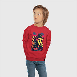 Свитшот хлопковый детский Девушка с чёлкой поп арт, цвет: красный — фото 2