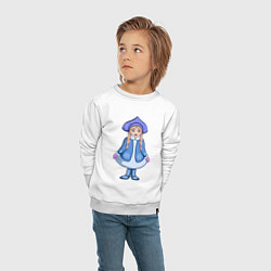 Свитшот хлопковый детский Снегурочка с косичками, цвет: белый — фото 2