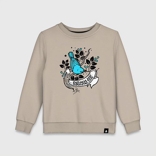 Детский свитшот Птица и ягоды - follow me / Миндальный – фото 1