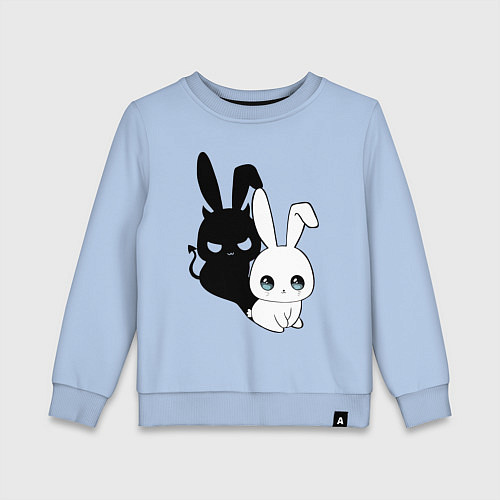 Детский свитшот Милый кролик - ангелочек или дьяволёнок? / Мягкое небо – фото 1