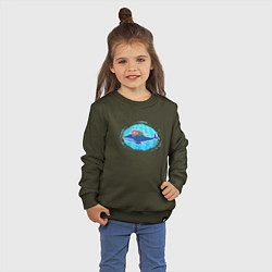 Свитшот хлопковый детский Русалочка и кит, цвет: хаки — фото 2