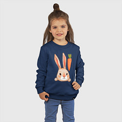 Свитшот хлопковый детский Заяц с морковкой, цвет: тёмно-синий — фото 2