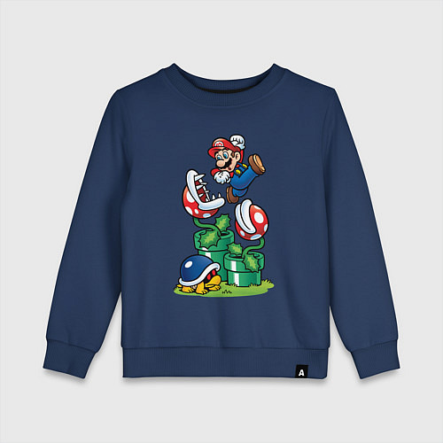 Детский свитшот Ретро Марио / Тёмно-синий – фото 1