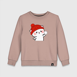 Детский свитшот Игра в снежки - белый котик