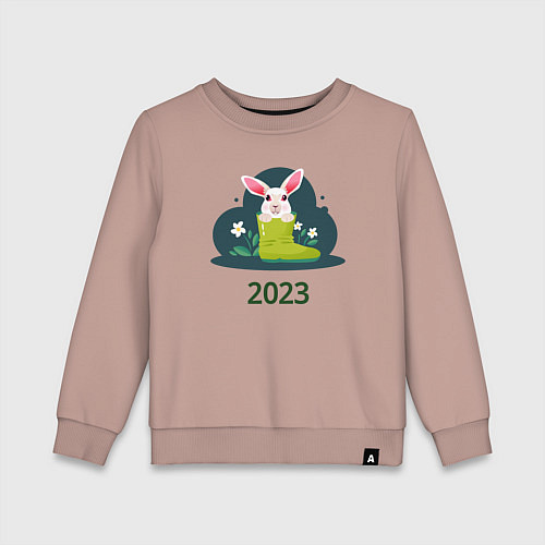 Детский свитшот Заяц в сапоге 2023 / Пыльно-розовый – фото 1