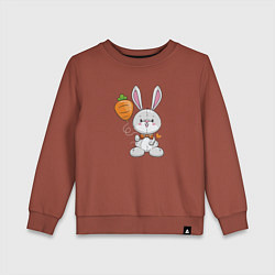 Свитшот хлопковый детский Кролик с воздушной морковкой, цвет: кирпичный
