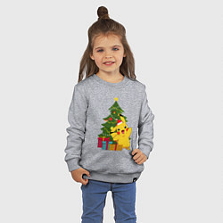 Свитшот хлопковый детский Новогодний Пикачу и елка, цвет: меланж — фото 2