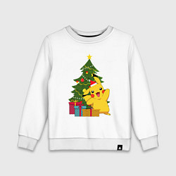Детский свитшот Новогодний Пикачу и елка