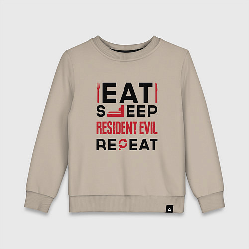 Детский свитшот Надпись: eat sleep Resident Evil repeat / Миндальный – фото 1