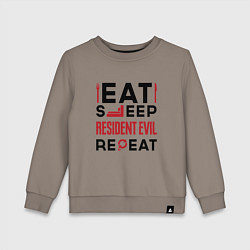 Свитшот хлопковый детский Надпись: eat sleep Resident Evil repeat, цвет: утренний латте