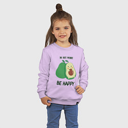 Свитшот хлопковый детский Dont worry be happy - avocado, цвет: лаванда — фото 2