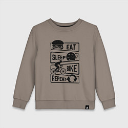 Детский свитшот Eat sleep bike repeat art