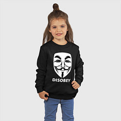 Свитшот хлопковый детский Guy Fawkes - disobey, цвет: черный — фото 2