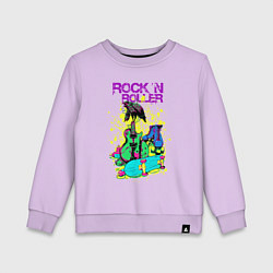 Свитшот хлопковый детский Граффити рок-н-роллер, цвет: лаванда
