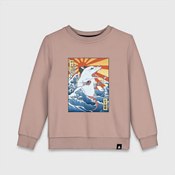 Свитшот хлопковый детский Гравюра японский опоссум в стиле укиё-э, цвет: пыльно-розовый