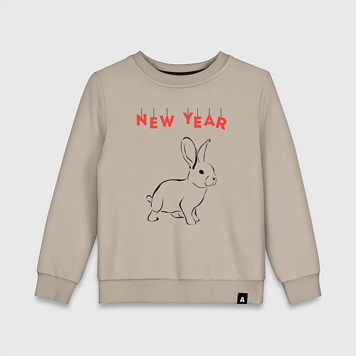 Детский свитшот New year rabbit / Миндальный – фото 1