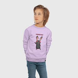 Свитшот хлопковый детский Черный кролик здоровается, цвет: лаванда — фото 2
