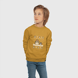 Свитшот хлопковый детский Новогодние тоторики - ugly sweater, цвет: горчичный — фото 2