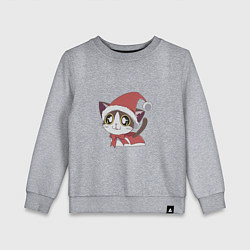 Свитшот хлопковый детский Санта-кошка, цвет: меланж