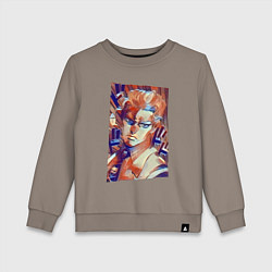 Свитшот хлопковый детский Йошикаге Кира - серийный убийца, цвет: утренний латте