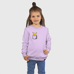 Свитшот хлопковый детский Пикачу в кармане арт, цвет: лаванда — фото 2