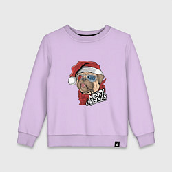 Свитшот хлопковый детский Pug merry christmas, цвет: лаванда