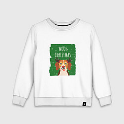 Свитшот хлопковый детский Woof christmas, цвет: белый