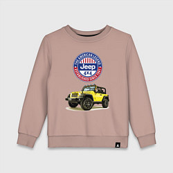 Свитшот хлопковый детский Chrysler jeep wrangler rubicon, цвет: пыльно-розовый