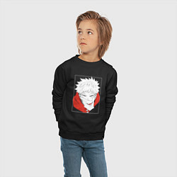 Свитшот хлопковый детский Улыбка Юдзи Итадори, цвет: черный — фото 2