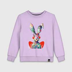 Свитшот хлопковый детский Влюблённый акварельный заяц с сердцем, цвет: лаванда