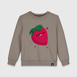 Свитшот хлопковый детский Просто Клубничка, цвет: утренний латте