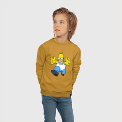 Свитшот хлопковый детский Сердитый Гомер Симпсон - крутой чувак, цвет: горчичный — фото 2