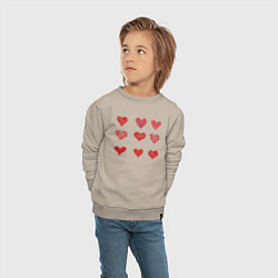 Свитшот хлопковый детский Сердца паттерн, цвет: миндальный — фото 2