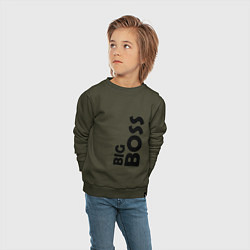 Свитшот хлопковый детский BIG BOSS - темная, цвет: хаки — фото 2