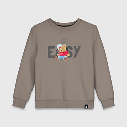 Свитшот хлопковый детский Take it easy с мишкой, цвет: утренний латте