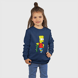 Свитшот хлопковый детский Барт и скейт, цвет: тёмно-синий — фото 2