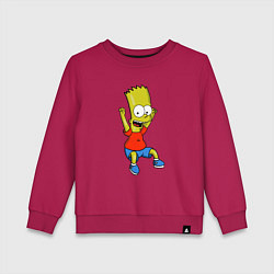 Свитшот хлопковый детский Барт прыгает, цвет: маджента