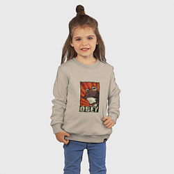 Свитшот хлопковый детский Obey frog, цвет: миндальный — фото 2