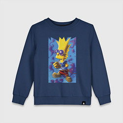 Свитшот хлопковый детский Bart Simpson - neural network, цвет: тёмно-синий