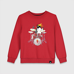 Свитшот хлопковый детский Пингвин- барабанщик, цвет: красный