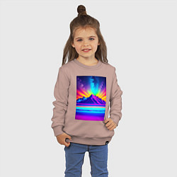 Свитшот хлопковый детский Неоновые горы - нейросеть, цвет: пыльно-розовый — фото 2