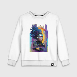 Свитшот хлопковый детский Cyberpunk - fantasy - nice girl, цвет: белый