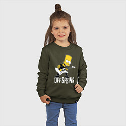 Свитшот хлопковый детский Offspring Барт Симпсон рокер, цвет: хаки — фото 2